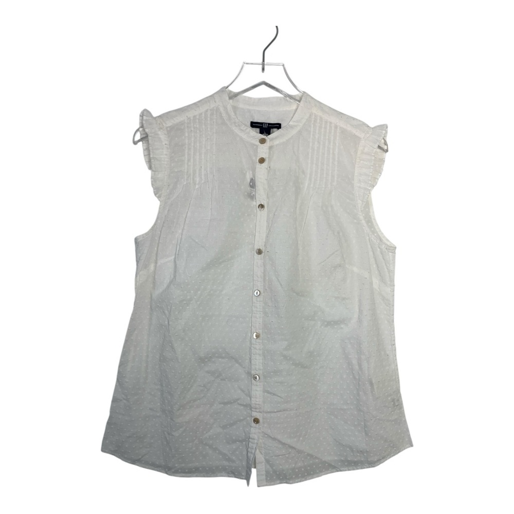 GAP White Sleeveless Button-Up Top